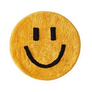 Rond personnalisé Smiley Design Assurance pur coton fait tapis de bain tufté avec longue Durable tapis de sol de salle de bain prix de gros - Product Image 1