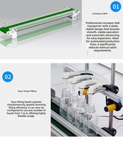 Machine de remplissage de liquides à 4 têtes sur convoyeur, remplisseuse automatique de petites bouteilles pour vin blanc, boissons, sauce soja
