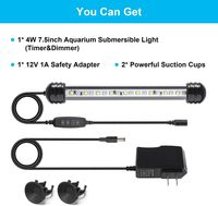 7.5 pouces Submersible Réglable Aquarium Lumière Sous-Marine Fish Tank Lumière LED Aquarium Barre Lumineuse avec Minuterie Auto On/Off Gradateur
