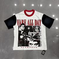 T-shirts pour hommes VARE ALL DAY, vêtements de marque de haute qualité, design à blocs de couleurs noir et blanc, effet délavé à l'acide, vente en gros par fournisseur