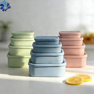 Silicone <b>Lunch</b> <b>Box</b> Rectangle With Lid Food Storage Container Microwave Safe For School Meal Prep - Product Image 4