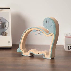 Hucha de dinosaurio de madera maciza con estante extraíble, adorno de escritorio para niños, caja de dinero - Product Image 3