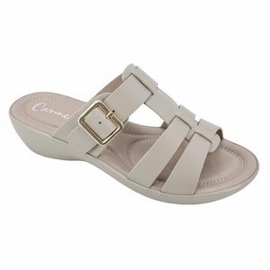 Sandales compensées personnalisées en PU Ca405-3, talon de 3-4 cm, légères et confortables, boucle métallique, multicolores pour usage quotidien féminin - Product Image 1