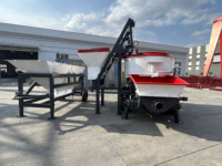 Pompe malaxeuse à béton à disques entièrement automatique avec centrale de dosage et trémie d'alimentation, double alimentation diesel, mobile, pour l'Amérique du Sud