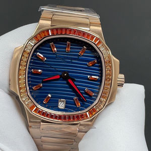 Montre mécanique classique pour femme, montre de luxe ronde avec diamants, montre en acier inoxydable or rose - Product Image 3