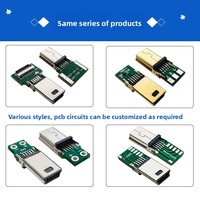 Connecteur MINI USB 10P mâle personnalisé en usine, type sandwich avec PCB, 10 points de soudure