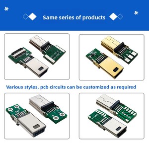 מחבר MINI <span class=keywords><strong>USB</strong></span> 10P זכר בהתאמה אישית מהמפעל, סוג סנדוויץ' עם PCB, 10 נקודות הלחמה - Product Image 4