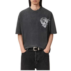 Camiseta de Algodón Personalizada para Hombre, de Alta Calidad, Estilo Vintage, Holgada, con Estampado en Serigrafía, Cuello Redondo y Tejido Grueso - Product Image 3