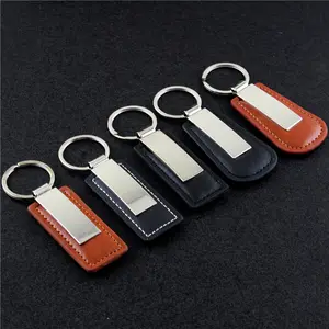 Factory Price Cheap Custom Laser Logo Metal Leather Keychain Personalized Sublimation Pu Leather Keychain
