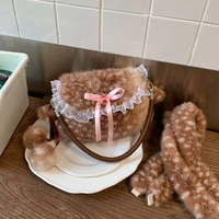 Nouveau Sac à Main Vintage Femme Printemps 2026, Motif Cerf Simple, Doublure en Peluche PU, Décoration Nœud, Sac d'Épaule Haut de Gamme pour le Quotidien