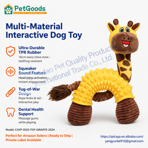 Jouet à mâ<span class=keywords><strong>cher</strong></span> interactif pour <span class=keywords><strong>chien</strong></span> en caoutchouc TPR en forme de girafe, résistant aux morsures, avec corde de traction, pour la dentition des chiots de toutes races, durable, 3-6 mois - Product Image 1