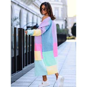 Cárdigan de manga larga con bloques de color, multicolor, talla S, ropa de mujer - Product Image 6