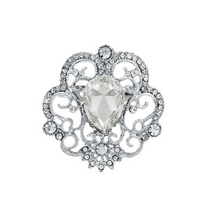 Weiman工場直販植物形状ブローチピンローズゴールド/ダークシルバークリスタルウェディングブローチ子供用パーティージュエリー - Product Image 1