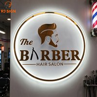 Enseigne lumineuse LED 3D personnalisée en acrylique, enseigne néon rétroéclairée pour salon de coiffure, barbier, vitrine, décoration murale