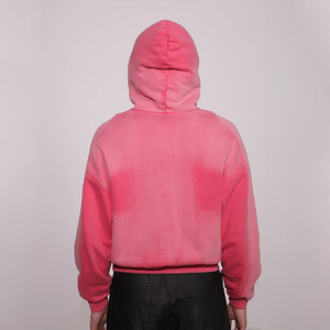 High-quality fashionable <b>retro</b> sun-faded pink oversized zip-up hoodie custom pure cotton fleece zip-up <b>sweatshirt</b> - Product Image 3