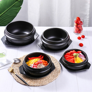 Tazón coreano Bibimbap de cerámica premium, olla de piedra para arroz mixto, cacerola comercial para fideos de arroz, tazón para sopa de <span class=keywords><strong>algas</strong></span> con bandeja de melamina - Product Image 1