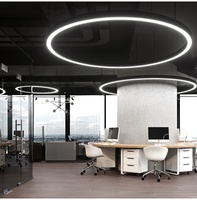 Luminaires suspendus ronds LED modernes 2025 du fabricant, 3 CCT, 40W 60W, D600mm, en aluminium noir, pour hôtels, bureaux, gymnases