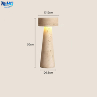 Lampe de table moderne de luxe en pierre de travertin - Lampe de chevet électrique LED à intensité variable avec texture marbrée pour la maison, l'hôtel et la chambre