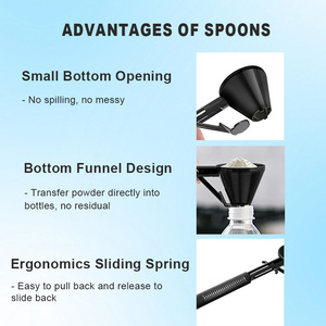 Cuillères doseuses de 10 g avec entonnoir pour remplir les bouteilles d'eau, entonnoir pour poudre de protéines, entonnoir pour poudre de lait, cuillère à café anti-fuite - Product Image 6