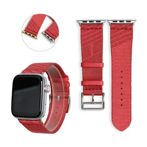 Factory Custom 2 Pieces Red Nylon Watch Strap For Apple Nylon Strap Smart Watch Series 1/2/3/4/5/6
