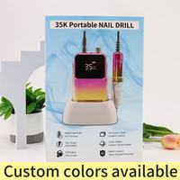 2026 Faible MOQ Ponceuse à ongles portable sans fil rechargeable 35000 tr/min Professionnelle pour pédicure Moteur à balais USB