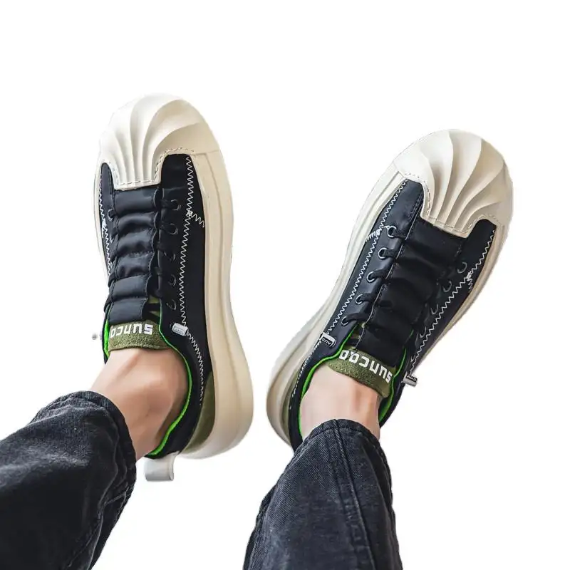 Giày nam trong mùa hè không khí 2023 mới màu đen một bàn đạp giải trí vỏ đầu chống trượt Ổ thủy triều Giày Sneakers phong trào