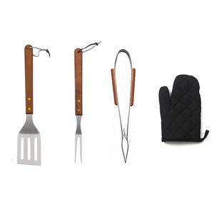 5Pieces Wooden Handle <strong>Apron</strong> for Charcoals Fir <strong>BBQ</strong> Grill Tool Set Barbecue Stainless Steel <strong>Bbq</strong> Set Accessories - Product Image 3