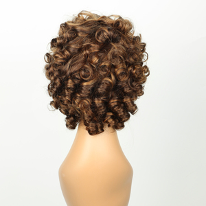 IMMI HAIR Cut parrucche corte per <span class=keywords><strong>capelli</strong></span> umani <span class=keywords><strong>ricci</strong></span> per donna nera parrucche Bob onda d'acqua profonda nessuna parrucca anteriore in pizzo con frangia 8 pollici - Product Image 4