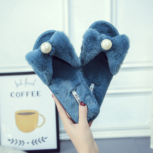 Nouvelles pantoufles en coton automne/hiver 2025 pour femmes, grandes pantoufles en coton perlé pour la maison - Product Image 3