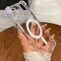 Estuche de carga inalámbrica transparente anticaída de TPU para iPhone 16 11 Pro Max Protección integral Estuche para teléfono móvil de cuatro esquinas