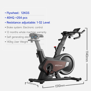 Vélos de spinning, vélos d'exercice, volant d'inertie de 12 kg, <span class=keywords><strong>vélo</strong></span> de spinning d'intérieur, contrô<span class=keywords><strong>le</strong></span> électronique, <span class=keywords><strong>vélo</strong></span> de spinning intelligent, magnétique - Product Image 3