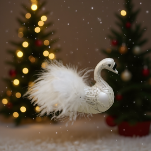 Homeera Swan Christmas Ornament 14Cm White Plastic Modern Design Decorative Accent For Holiday Tree Decoration - Product Image 2