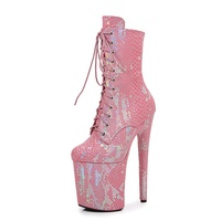 Bottes courtes ELITES 20CM à talons hauts motif serpent fantaisie en acier pour danse sur barre, idéales pour la scène et les boîtes de nuit