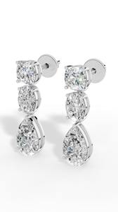 Pendientes colgantes con combinación de piedras de corte almohada, ovalado y pera de 10K - Product Image 2