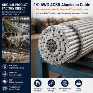 Câble en <span class=keywords><strong>aluminium</strong></span> ACSR 1/<span class=keywords><strong>0</strong></span> AWG, fil d'<span class=keywords><strong>aluminium</strong></span> nu, câble de transmission aérienne en <span class=keywords><strong>aluminium</strong></span>, vente directe usine - Product Image 1