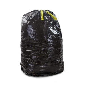 25 doublures noires avec cordon de serrage 36,5 x 44,5. Sacs en polyéthylène basse densité épais de 1 mil, 45 gallons, pour l'élimination des déchets, écoles - Product Image 4