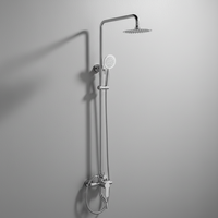 Ensemble de douche mural en acier inoxydable 304, système de pluie 4 fonctions, robinets eau chaude et froide, finition chromée, surface brossée