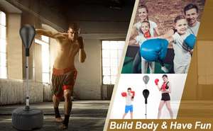 Sac de frappe avec support, sac de <span class=keywords><strong>boxe</strong></span> réflexe, balle de frappe de vitesse pour adultes et adolescents avec 2 poignées d'entraînement et de Fitness pour la maison - Product Image 6