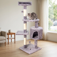 Arbre à chat de luxe multi-niveaux en gros avec poteaux à gratter en bois et en corde et condo en peluche pour chats d'intérieur