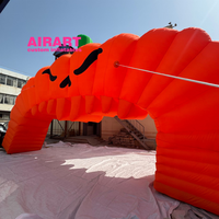 Arche gonflable géante en forme de citrouille d'Halloween pour activités extérieures, arche d'entrée gonflable orange facile à installer