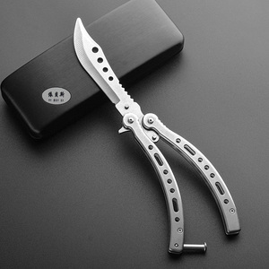 Cuchillo giratorio de hoja para principiantes con logotipo láser de acero inoxidable para accesorios de juego CSGO y entrenamiento de supervivencia al aire libre - Product Image 2