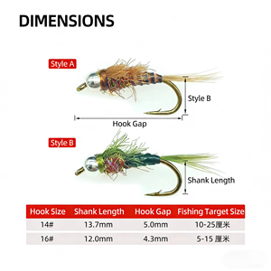 Mosca de pesca con cabeza de tungsteno, tamaño 14 #   16 #   Señuelos de Pesca con Mosca de Color Marrón Oliva, Tipo Sinking Wet Flies, <span class=keywords><strong>para</strong></span> Pesca de Trucha - Product Image 3