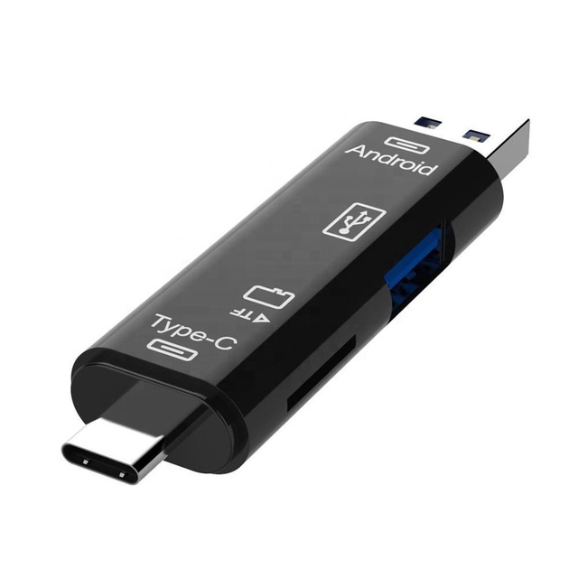 Cheapest Factory 3 in 1 Type-C TF Card Reader Writer Smart Type C USB and Sim SD OTG Card Reader for Mobile Phone