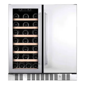 Vinopro Luxo Personalizado 176L Wine Cellars SST Vidro Porta Temperatura Eletrônico 37 + 95 Latas Garrafas Dual Zone Wine Cabine