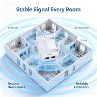 Répéteur WiFi double bande AC1200 1200 Mbps avec amplificateur de signal et deux ports LAN, configuration WPS facile, OEM