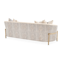 Canapé Chesterfield haut de gamme de luxe imprimé velours avec acier inoxydable pour salon hôtel familial villa pour appartement