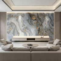 Papier peint personnalisé en marbre bleu doré, effet pierre luxueux, murale moderne pour fond de télévision, papier peint décoratif pour hall d'hôtel