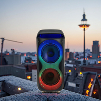 Altavoz Portátil para Fiestas al Aire Libre con LED RGB de 60W, 5.0/2.0 Canales, Dos Altavoces de 8 Pulgadas, Radio FM, Micrófono Inalámbrico, Batería de 3600mAh