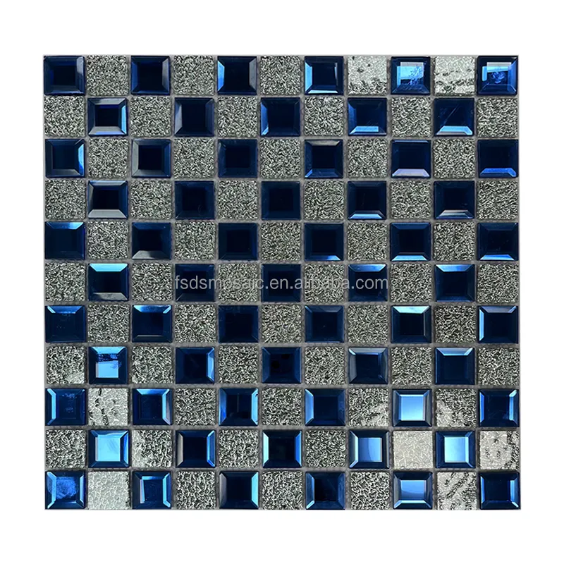 Abstract Home Decor colore blu mosaico cucina Backsplash soggiorno sfaccettature smussato diamante specchio mosaico di vetro