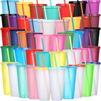 Gobelet de 24oz avec paille et couvercle Gobelets en plastique colorés pour les fêtes et les anniversaires